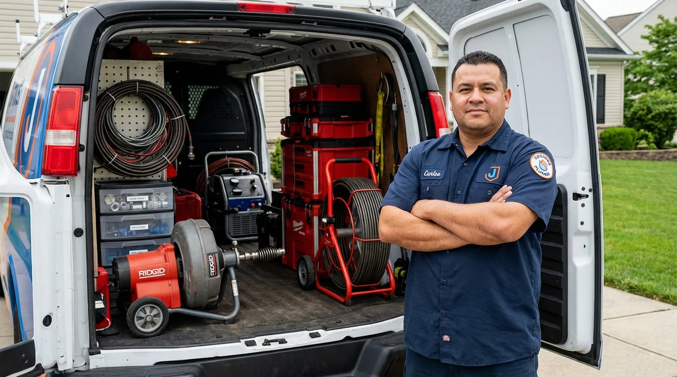 Professional drain cleaning equipment and Johns Plumbing LLC plumber in Moody