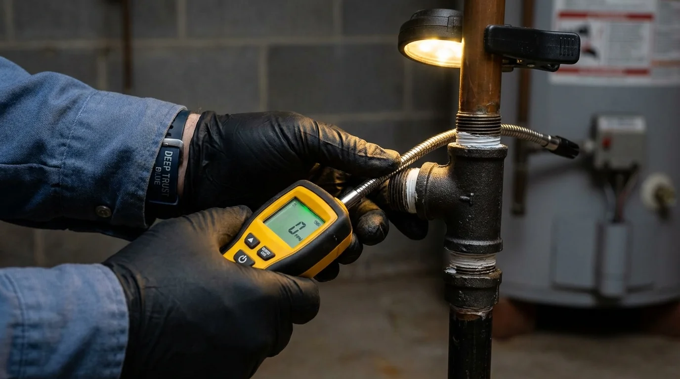 Gas leak detection with electronic sniffer by Johns Plumbing LLC in Moody