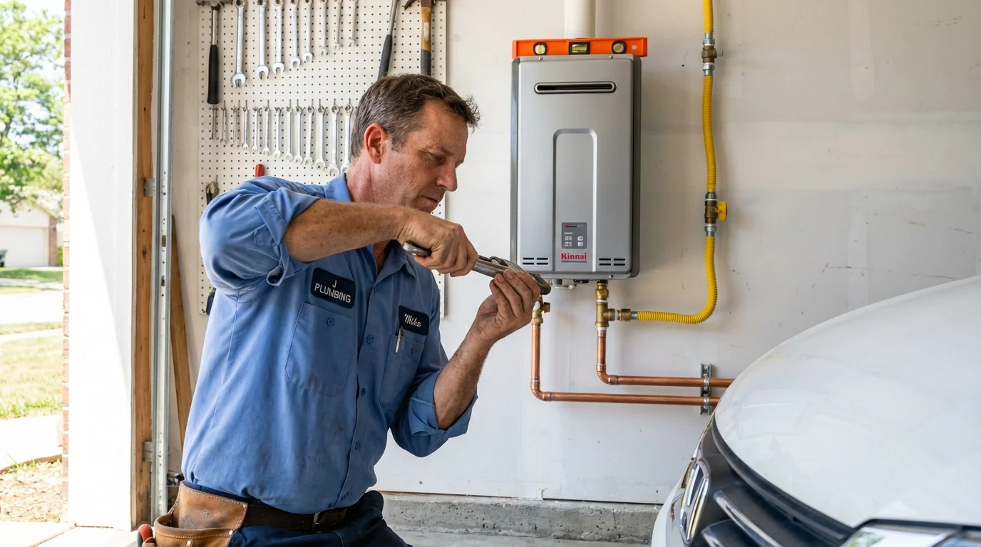 Tankless water heater installation by a Johns Plumbing LLC plumber in Moody